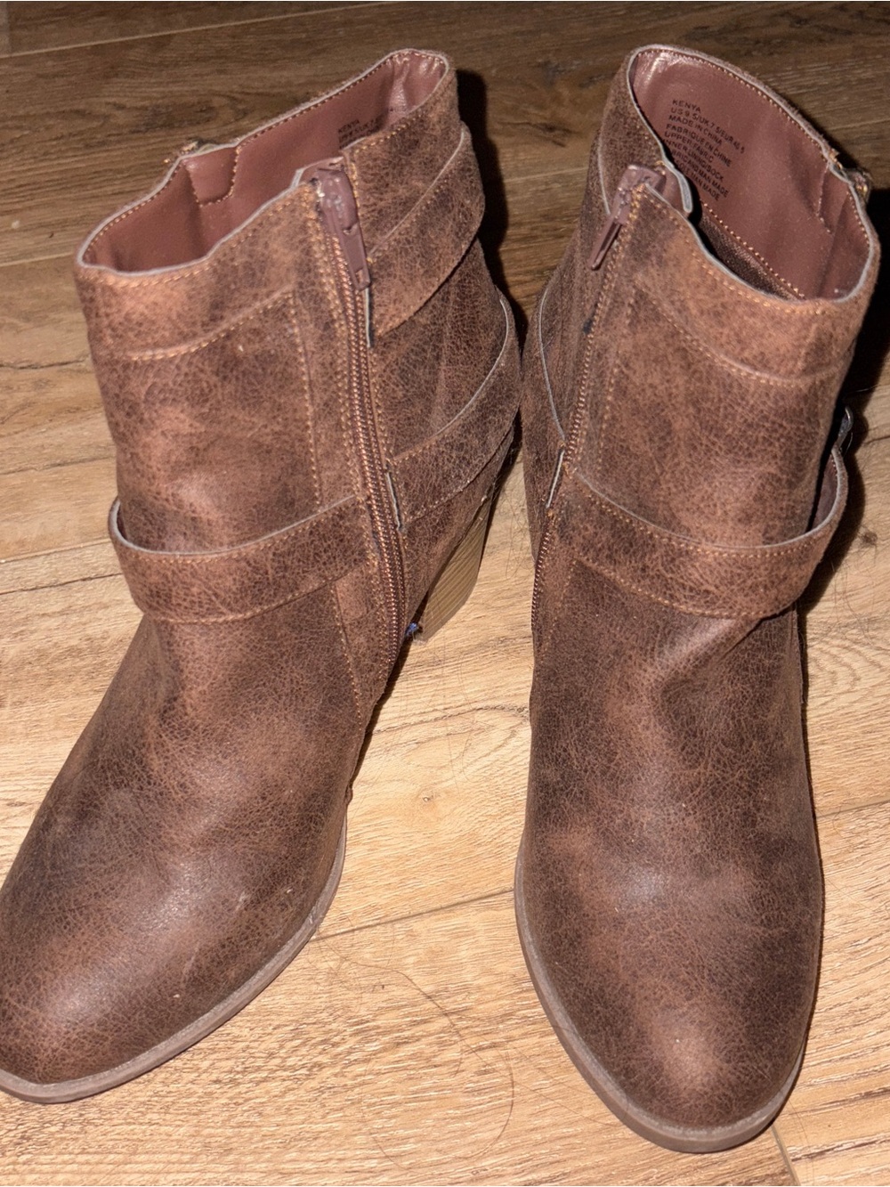 Shoe Dazzle Brown Ankle Booties with Side Zipper